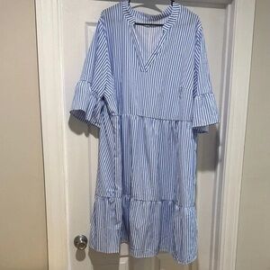 Blue and White Striped Dress